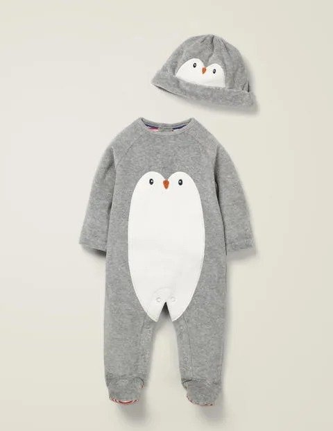 婴儿企鹅丝绒连体衣