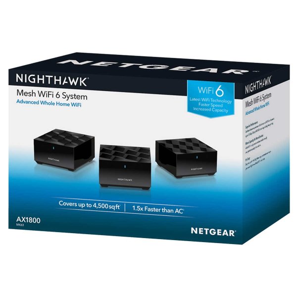 NETGEAR 夜鹰 WiFi 6 Mesh 无线智能路由 3个装