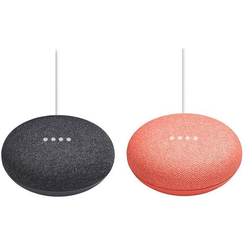 Google Home Mini Pair Kit (One Charcoal, One Coral)