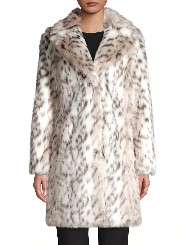 Leopard Printed Faux-Fur Coat
