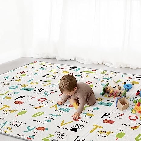 Baby Play Mat, Foldable Foam Play Mat for Floor,Waterproof Reversible  Playmat for Babies and Toddlers, Infants, Kids, Edge Reinforcement Crawling  Mat