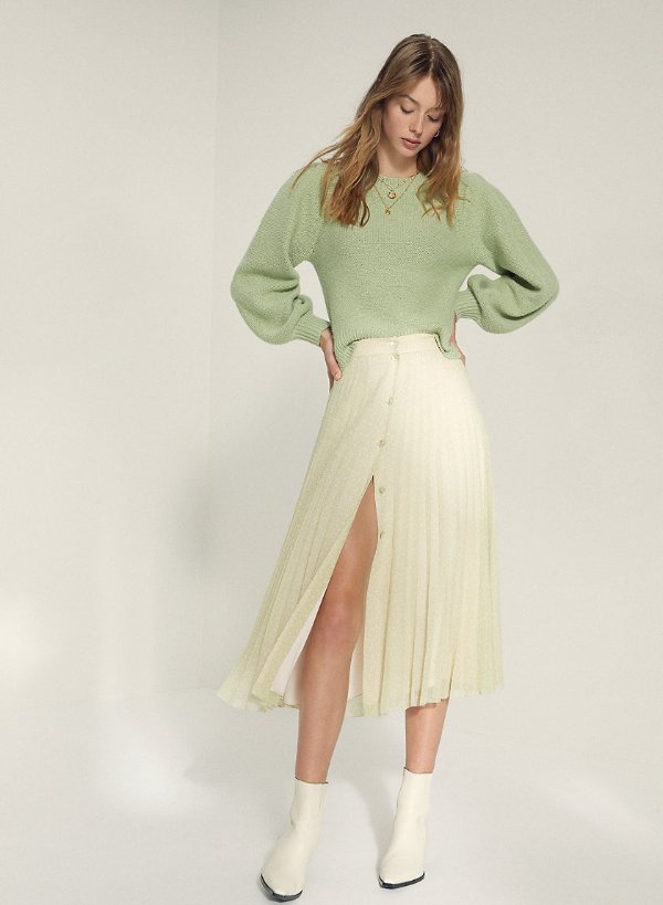 atwood skirt Pleated, button-up midi skirt