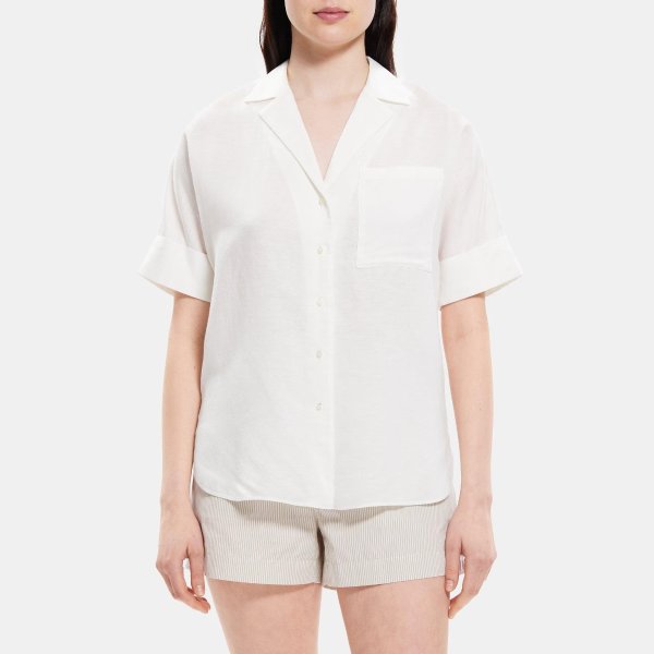 Short-Sleeve Shirt in Linen-Tencel