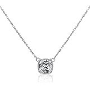 Platinum or Gold-Plated Sterling Silver Round-Cut Swarovski Zirconia Solitaire Pendant Necklace @ Amazon