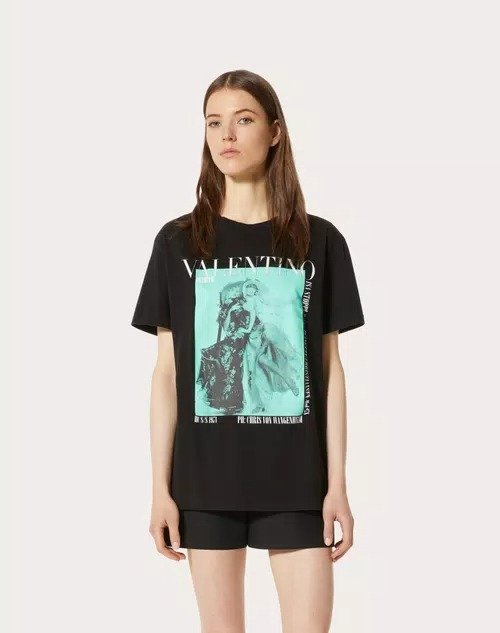 JERSEY T-SHIRT WITH VALENTINO ARCHIVE 1971 PRINT