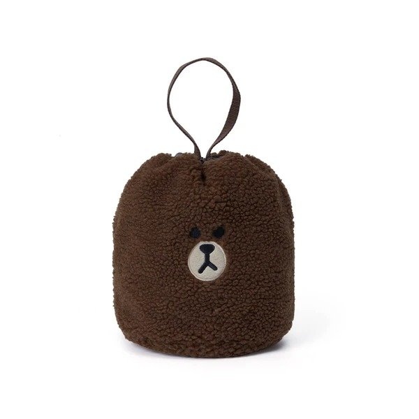 BROWN Fluffy Boucle Bucket Bag