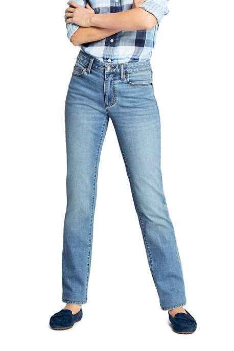 Women's Mid Rise Straight Leg Jeans - Blue