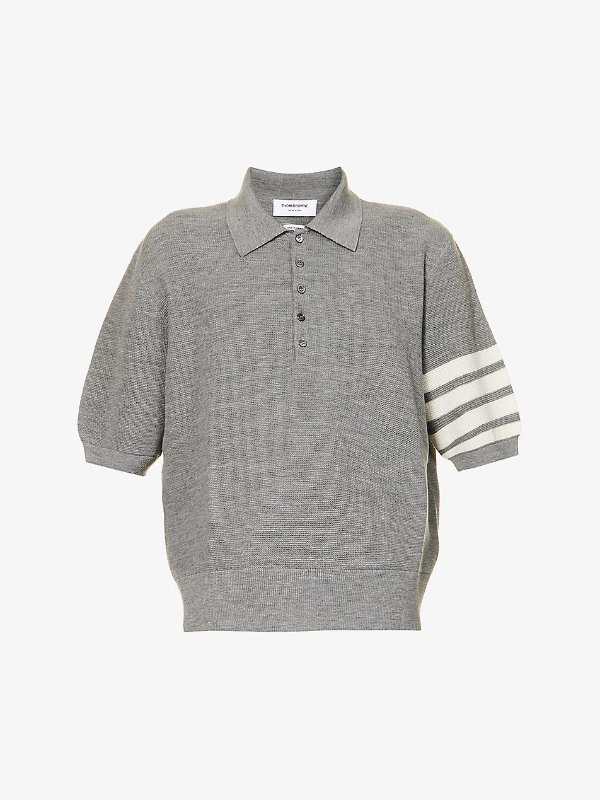 Four-bar regular-fit wool-knit polo shirt
