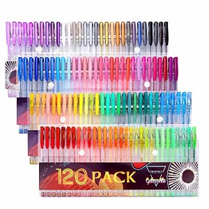 Gelmushta Gel Pens 120 Unique Colors (No Duplicates) Set for Adult Coloring Books Drawing with Case
