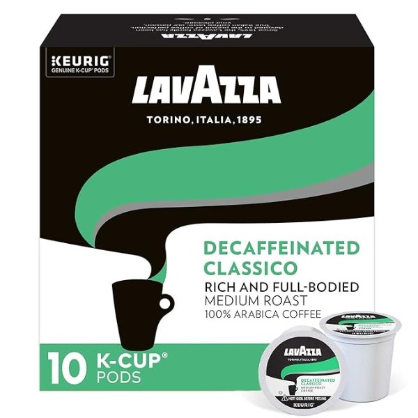 Lavazza Classico Decaf Single-Serve Coffee K-Cups for Keurig Brewer, Medium Roast, 10 Count Box