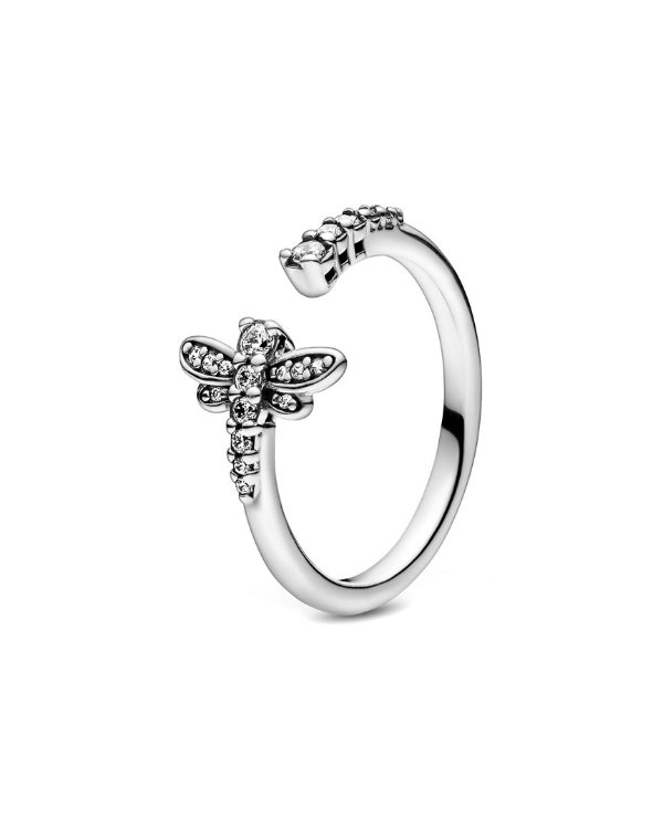 Silver CZ Sparkling Dragonfly Open Ring