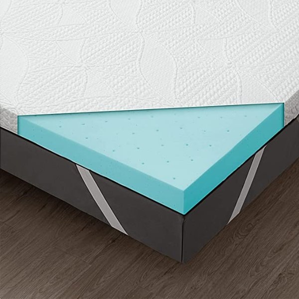 Memory Foam Mattress Topper with Cooling Cover, High-Density Mattress Pad with Airflow Design for Back Pain, Removable & Washable Cover (Full, 2)