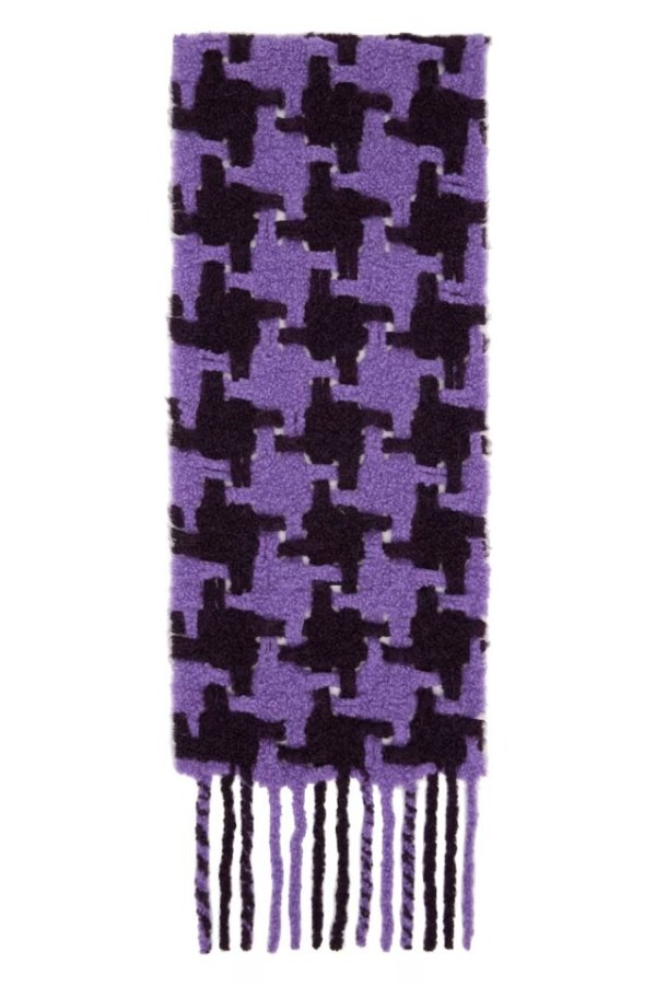 紫色 & 酒红色千鸟格围巾