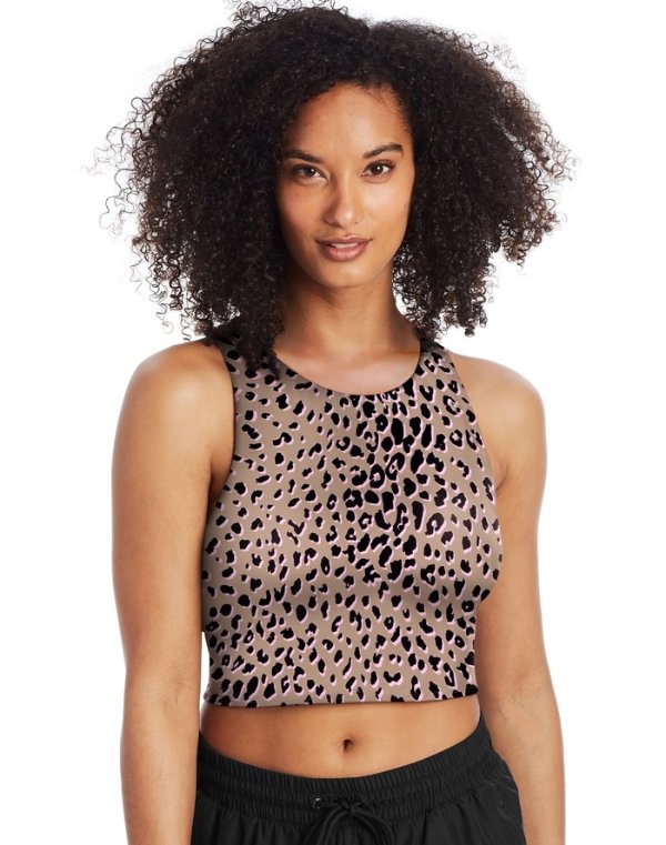Cropped Fitted Print Tank