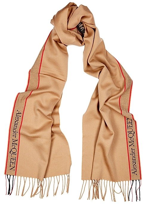 Camel logo wool-blend scarf