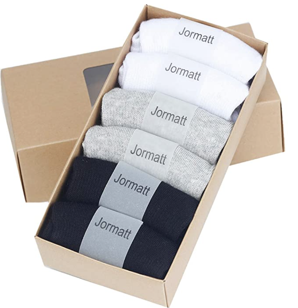 Jormatt Mens Cotton Low Cut No Show Socks With Non-Slip Grips