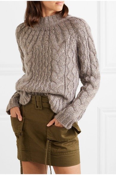 Metallic cable-knit 编织毛衣