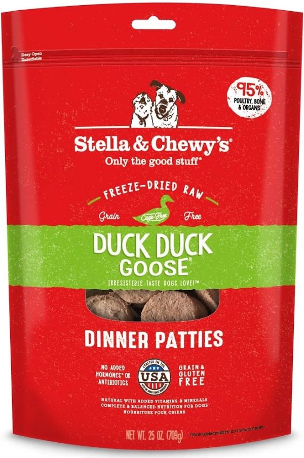 Duck Duck Goose Dinner Patties Freeze-Dried Raw Dog Food, 25-oz bag - Chewy.com