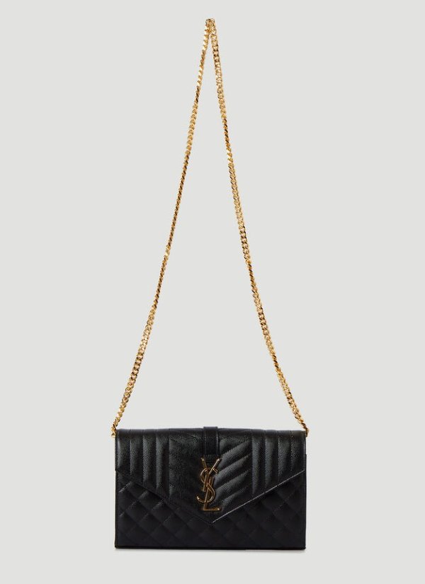Chain Wallet Shoulder Bag in Black