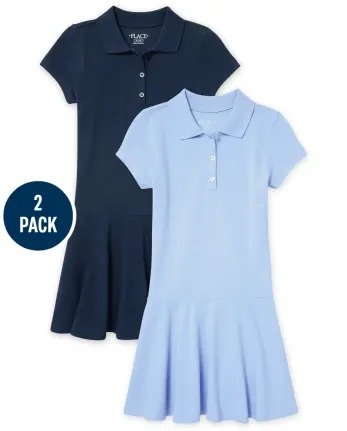 Girls Uniform Short Sleeve Pique Polo Dress 2-Pack | The Children's Place - MULTI CLR