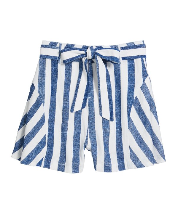 Tegan Striped Bow Shorts, Size 7-14