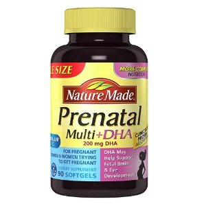 Nature Made PrenatalMulti + DHA 200 Mg Softgels, Value Size, 60 + 30 Liquid softgels @ Amazon