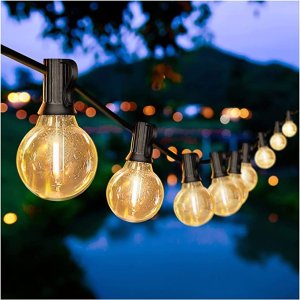 50ft Outdoor String Lights Waterproof, G40 Globe Led Patio Lights with 25 Edison Vintage Bulbs, Connectable Outdoor Lights for Yard Porch Bistro