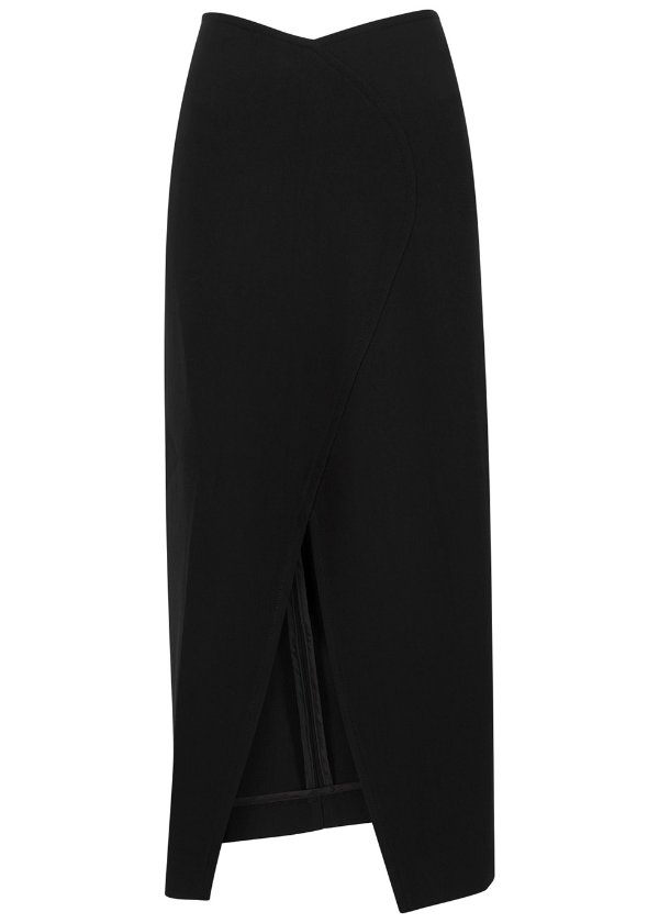 Antisanti black wrap-effect midi skirt