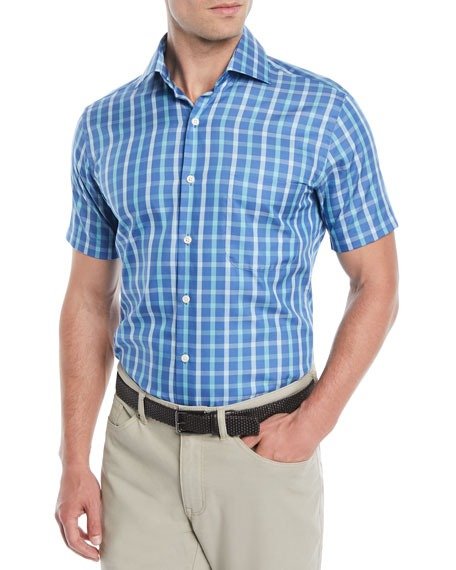 Men's Crown Soft Adrian Grand Tattersall Short-Sleeve Sport Shirt
