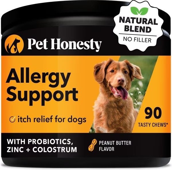 PetHonesty Allergy Support Peanut Butter Flavored Soft Chews Allergy, Immune, & Itch Relief Supplement for Dogs, 90 count