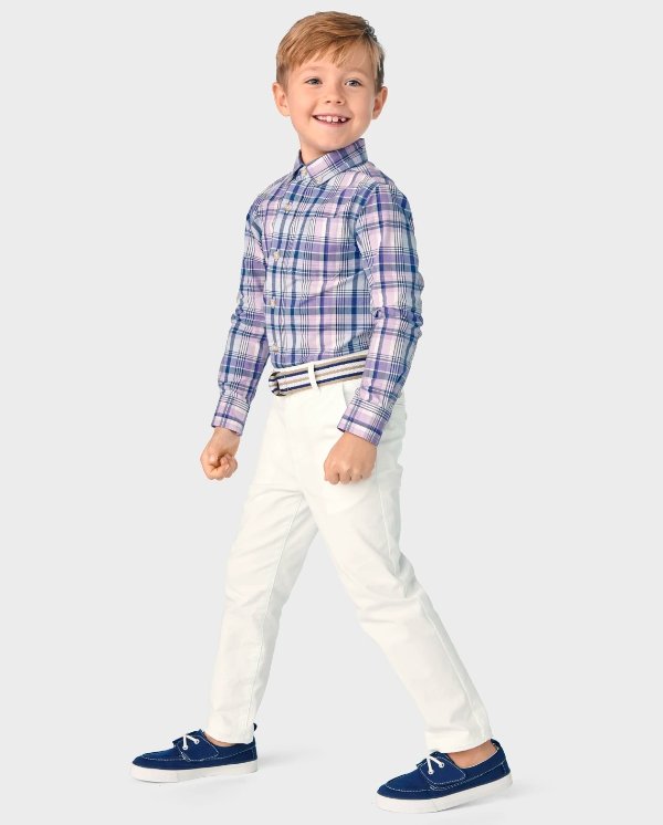 Boys Dad And Me Long Sleeve Plaid Poplin Button Up Shirt - Lovely Lavender | Gymboree - VERNON NAVY