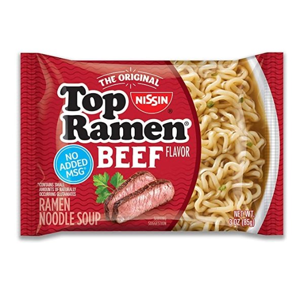 Top Ramen Noodle Soup, Beef, 3 Ounce (Pack of 24)