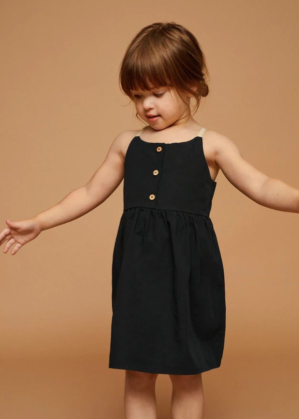 Buttons cotton dress - Girls | Mango Kids USA