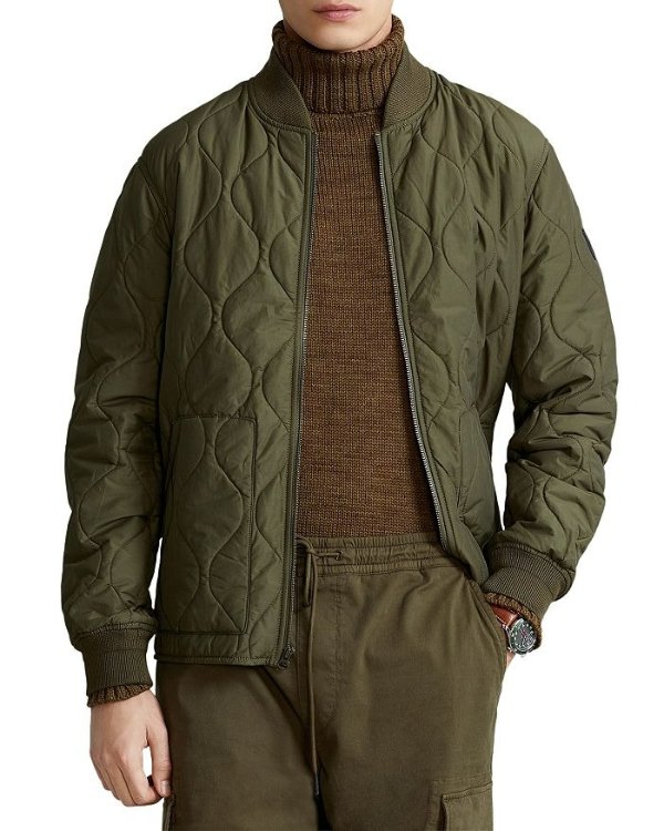 Cotton Blend Quilted Full Zip Utility Jacket