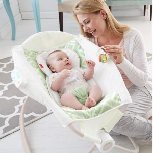 Fisher-Price Deluxe Auto Rock 'n Play Sleeper with SmartConnect, Green/White @ Amazon