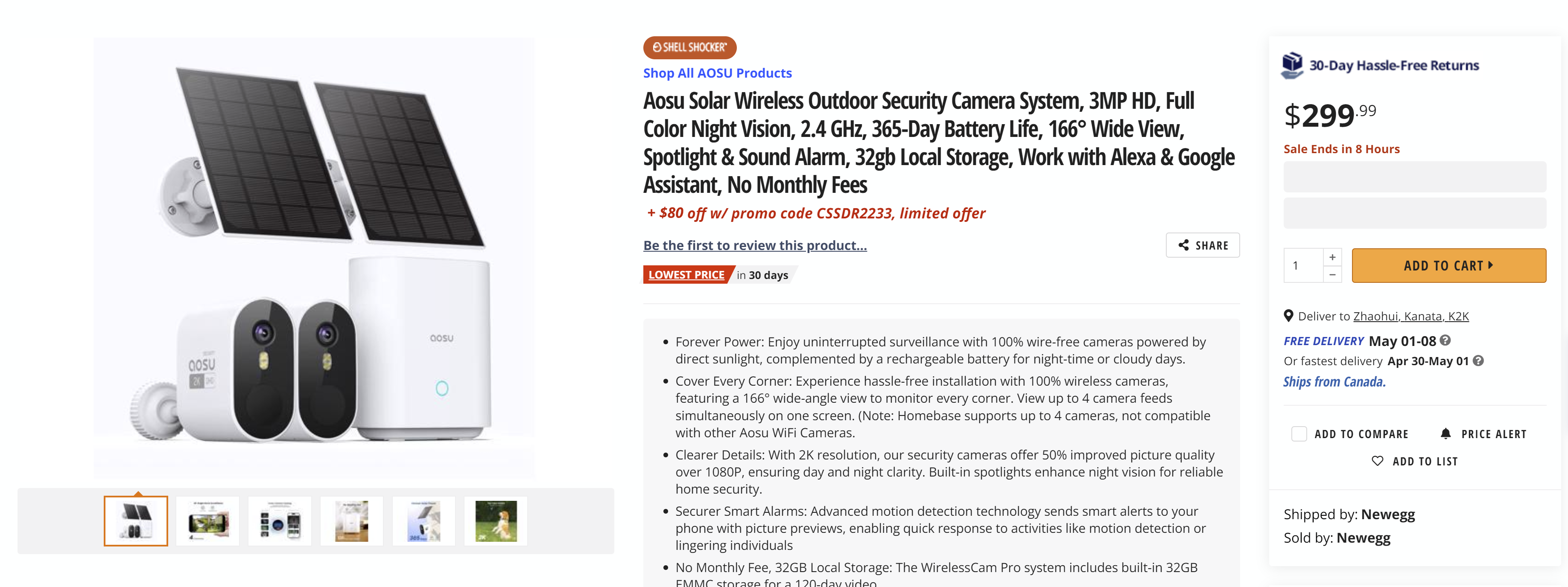 Aosu Solar Wireless Outdoor Security Camera System