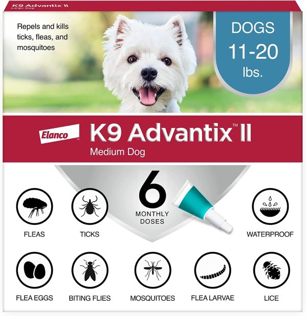 K9 Advantix II Flea, Tick & Mosquito Prevention for Medium Dogs, 11-20 lbs