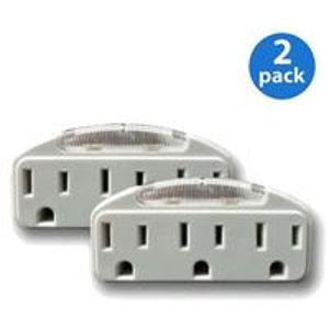 Two 3-Outlet Adapters with Guide Lights