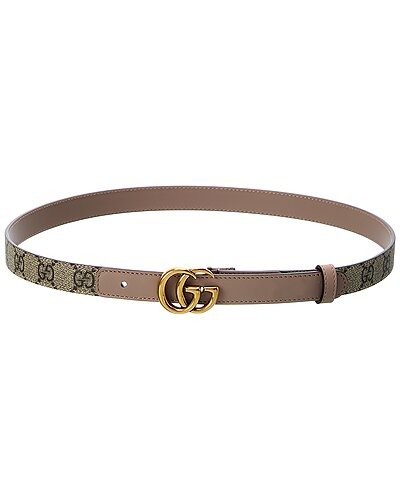 Double G Thin GG Supreme Canvas & Leather Belt