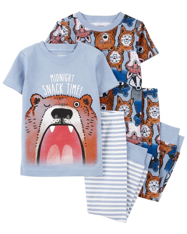 Baby 4-Piece Bear 100% Snug Fit Cotton Pajamas