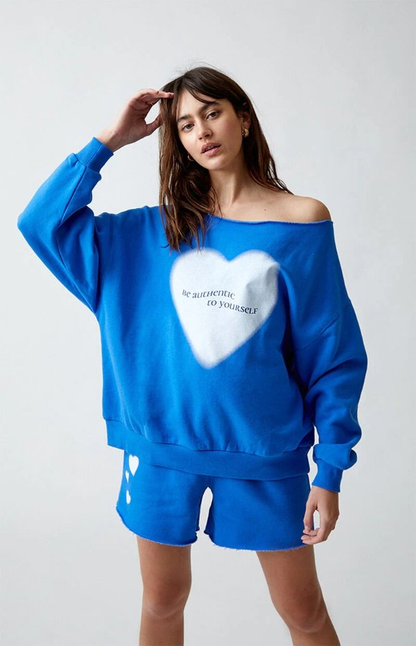 Eco Heart Aura Off-The-Shoulder Sweatshirt |