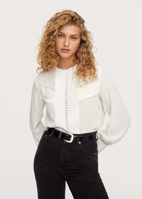 Pleated details blouse - Women | MANGO OUTLET USA