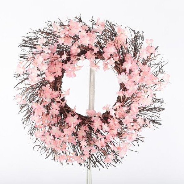 20 Pink Cherry Blossom Twig Wreath