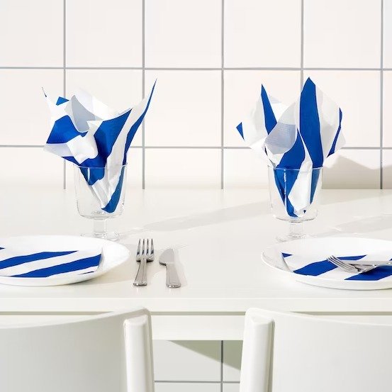 HAVSKATT Paper napkin, blue/white/stripe, 13x13" - IKEA
