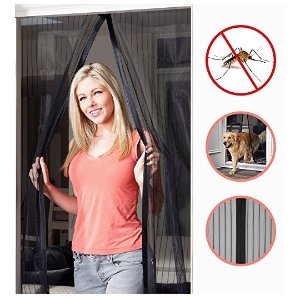 OMorc Magnetic Screen Door, Heavy Duty Mesh Curtain with Full Frame Velcro, Fits Door Openings up to 34"x 82" Max, Hands Free and Close Automatically - Black ( No More Mosquitos or Insects )