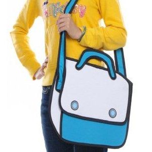 3D Style 2D Drawing Cartoon Handbag Shoulder Canvas Messenger Bag