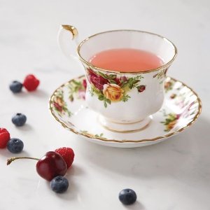 Royal Albert 复古玫瑰骨瓷茶杯9件套 4套茶碟+1个托盘