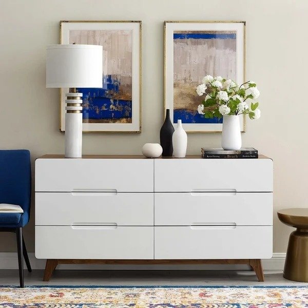 Origin Two-tone Wood 6-drawer Dresser or Display Stand - Walnut White