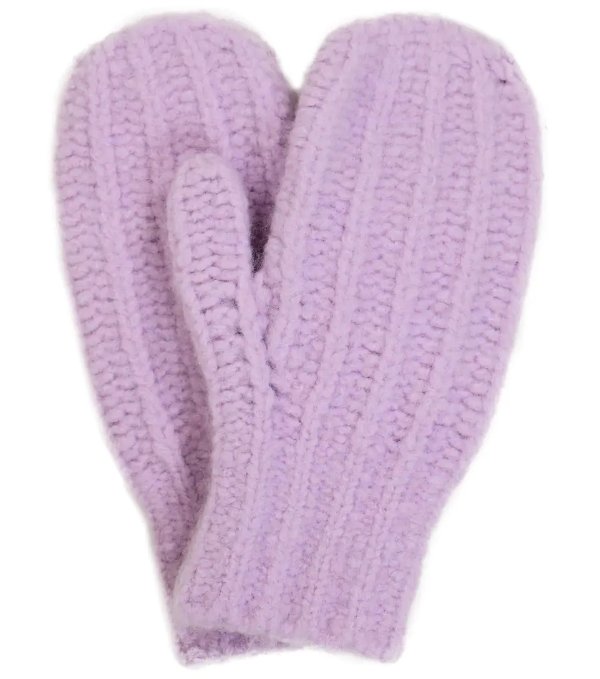 紫色羊毛混合针织手套