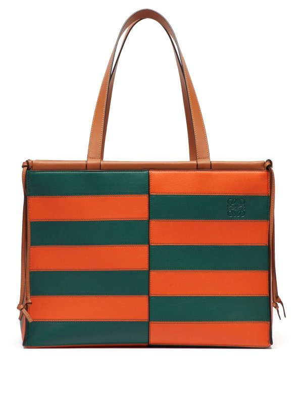 Cushion large striped-leather tote bag | Loewe | MATCHESFASHION US